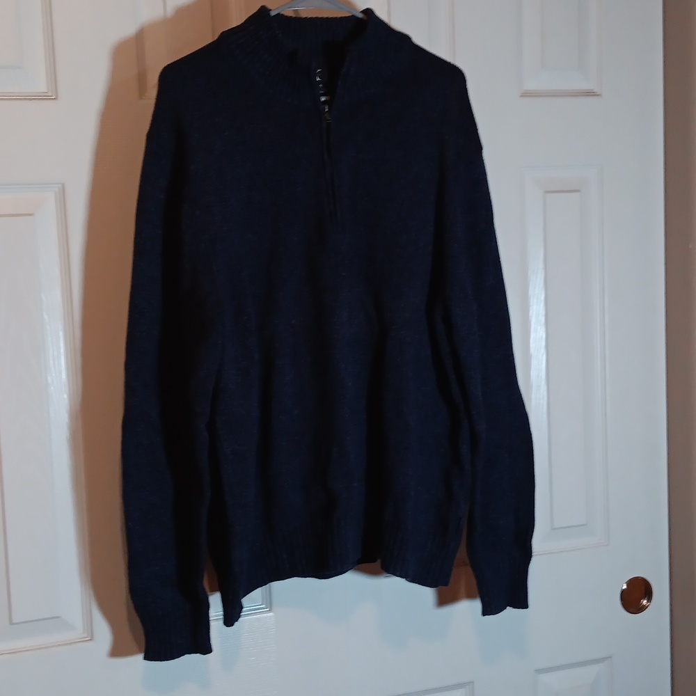 Calvin Klein Navy Blue Quarter-Zip Pullover Sweater - XXL